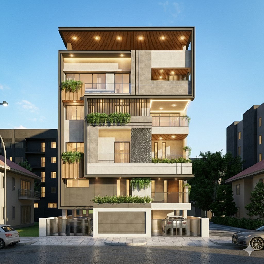 Contemporary Bungalow Facade Lighting Design in Bavdhan Pune